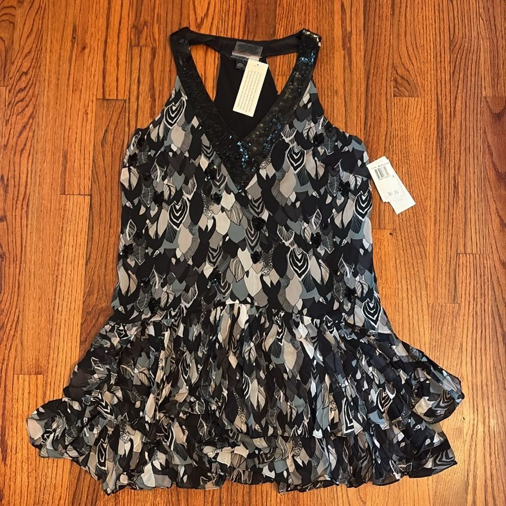 FRENCH CONNECTION Short Drop Waist Sequin Party Dress 1920's Style